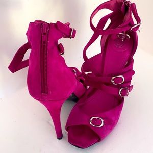 Lush Raspberry & Silver Belted High Heels